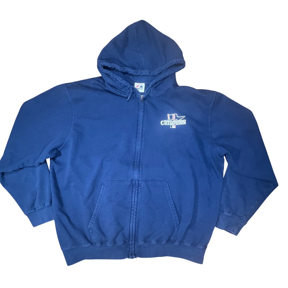 Majestic Boston Red Sox 2013 World Series Champ Navy Blue Full Zip Hoodie Sz XL